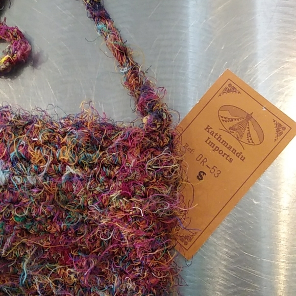 NWT KATHMANDU IMPORTS COOL BOHO RECYCLED NUBBY SILK SMALL CROSSBODY PURSE. 6"×6" - Picture 5 of 6